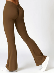 Cusuti High Waist Scrunch Leggings V Back Workout Activewear Flared Yoga Pants