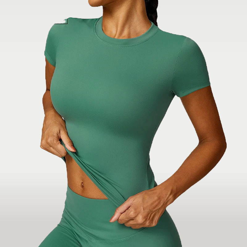 Cusuti Skintight Athletic Short Sleeve Shirts - Workout Fitness Yoga Tops