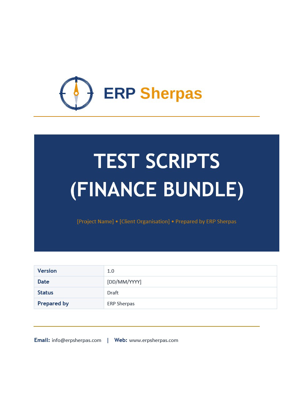 ERP Template - Test Scripts (Finance Bundle)