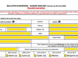 Nouvelles inscriptions 2026-2027
