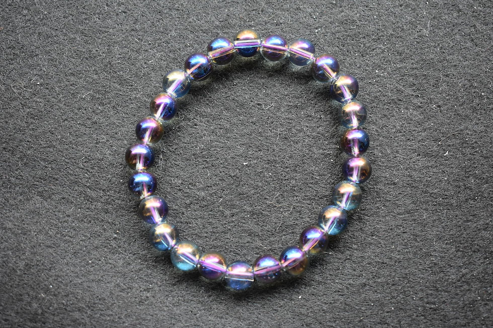 Purple Aura Quartz beaded bracelet