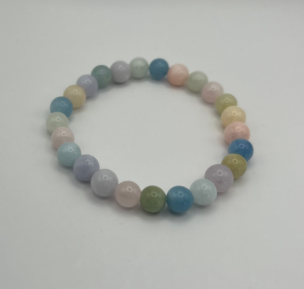 Morganite color enhanced beaded bracelet