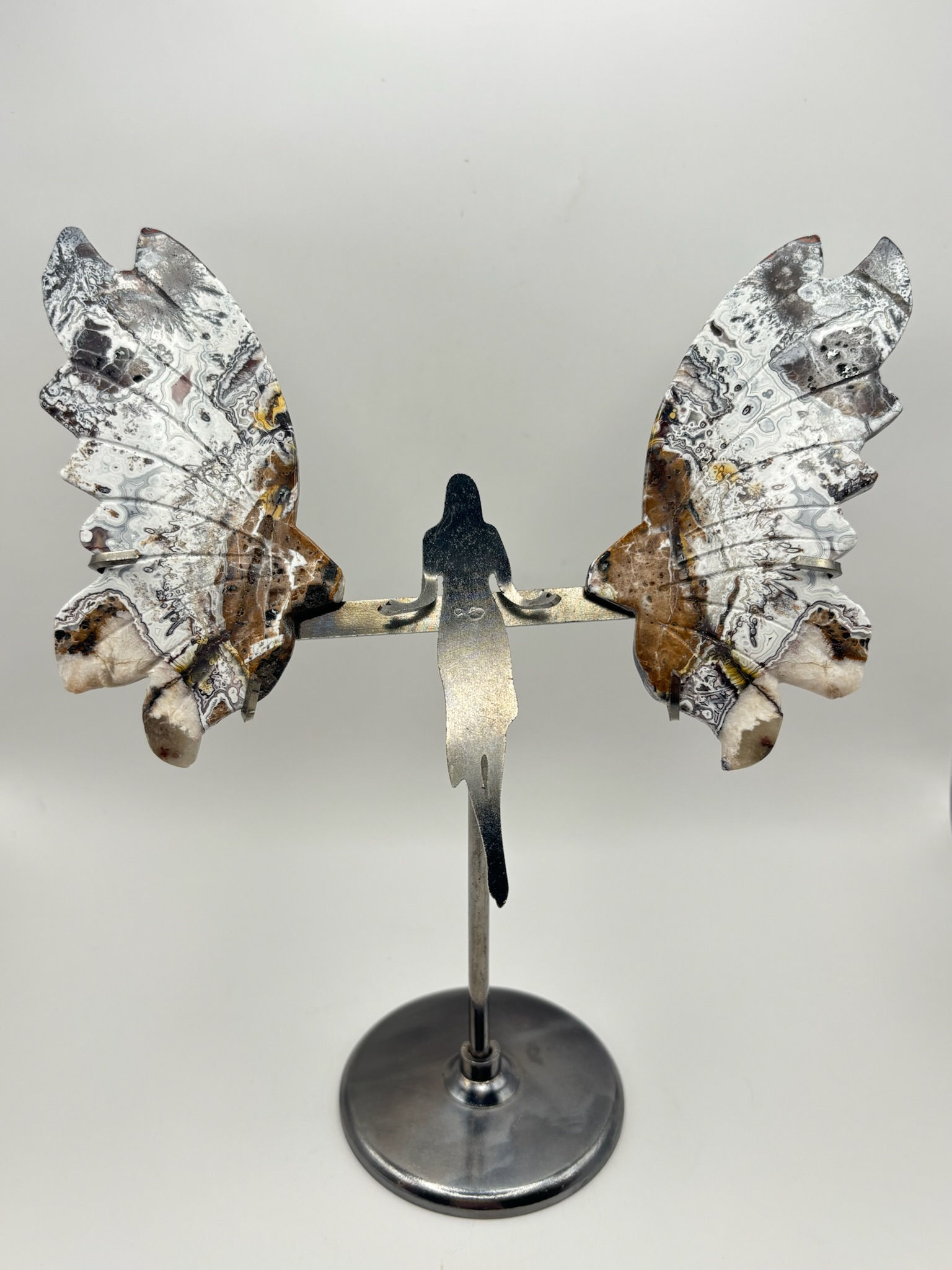 Mexican Crazy Lace Agate Angel Wings Figurine