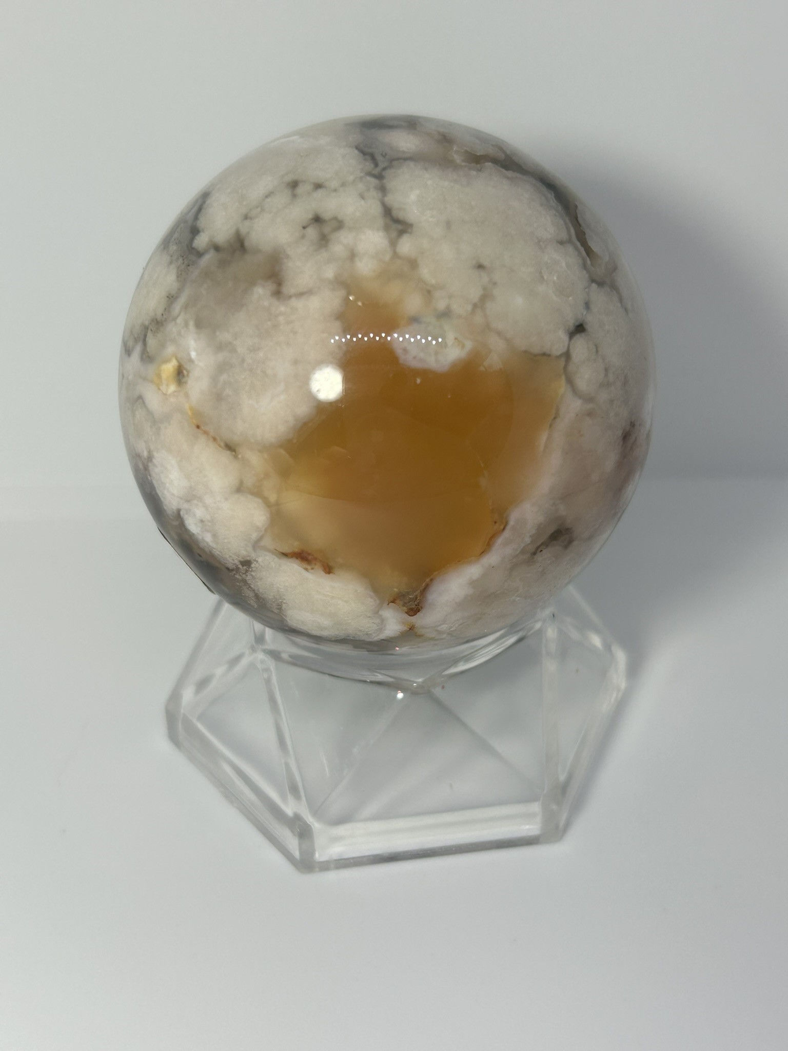 Black Flower Agate Sphere (58.0 mm)