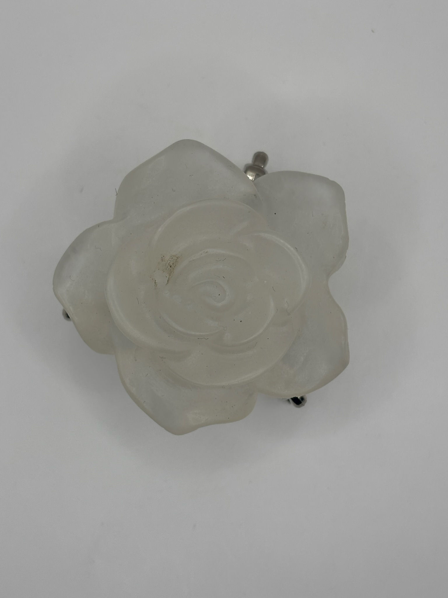 Milky White Crystal Quartz Rose Bud paperweight
