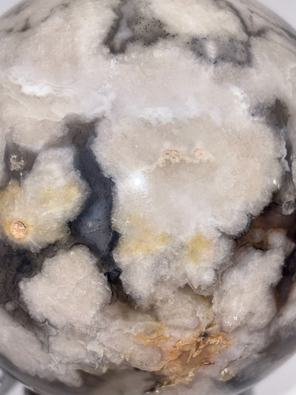 Thumbnail: Black Flower Agate Sphere (58.0 mm)