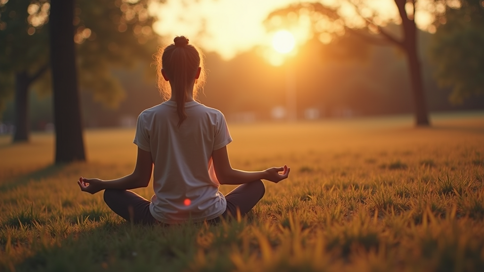 Close-up view of a person meditating in a serene environment