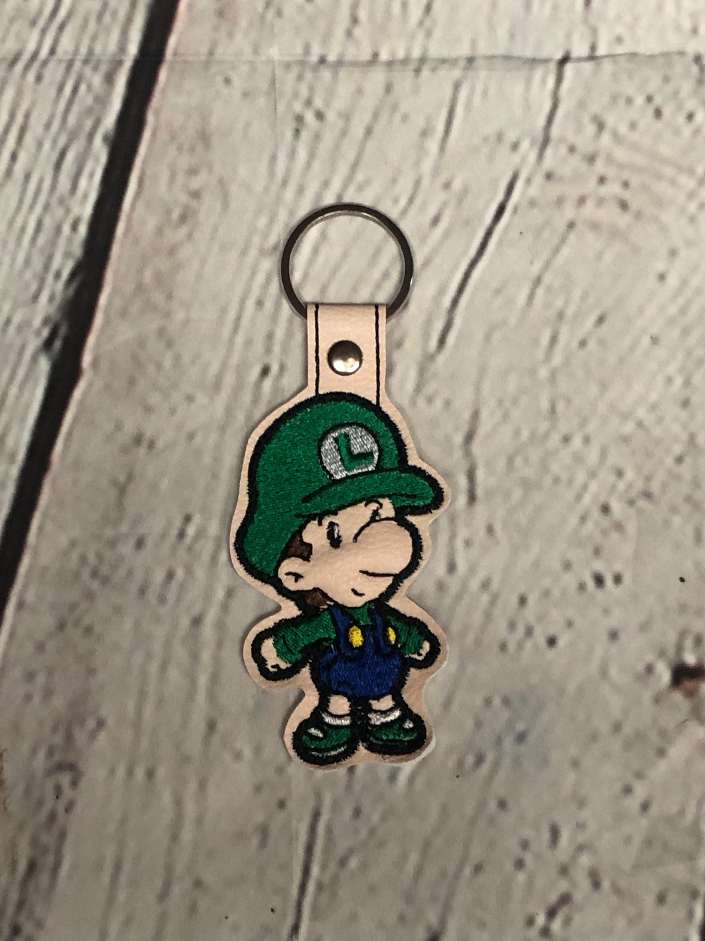 Chibi Baby Plumber Brother Embroidered Key Chain