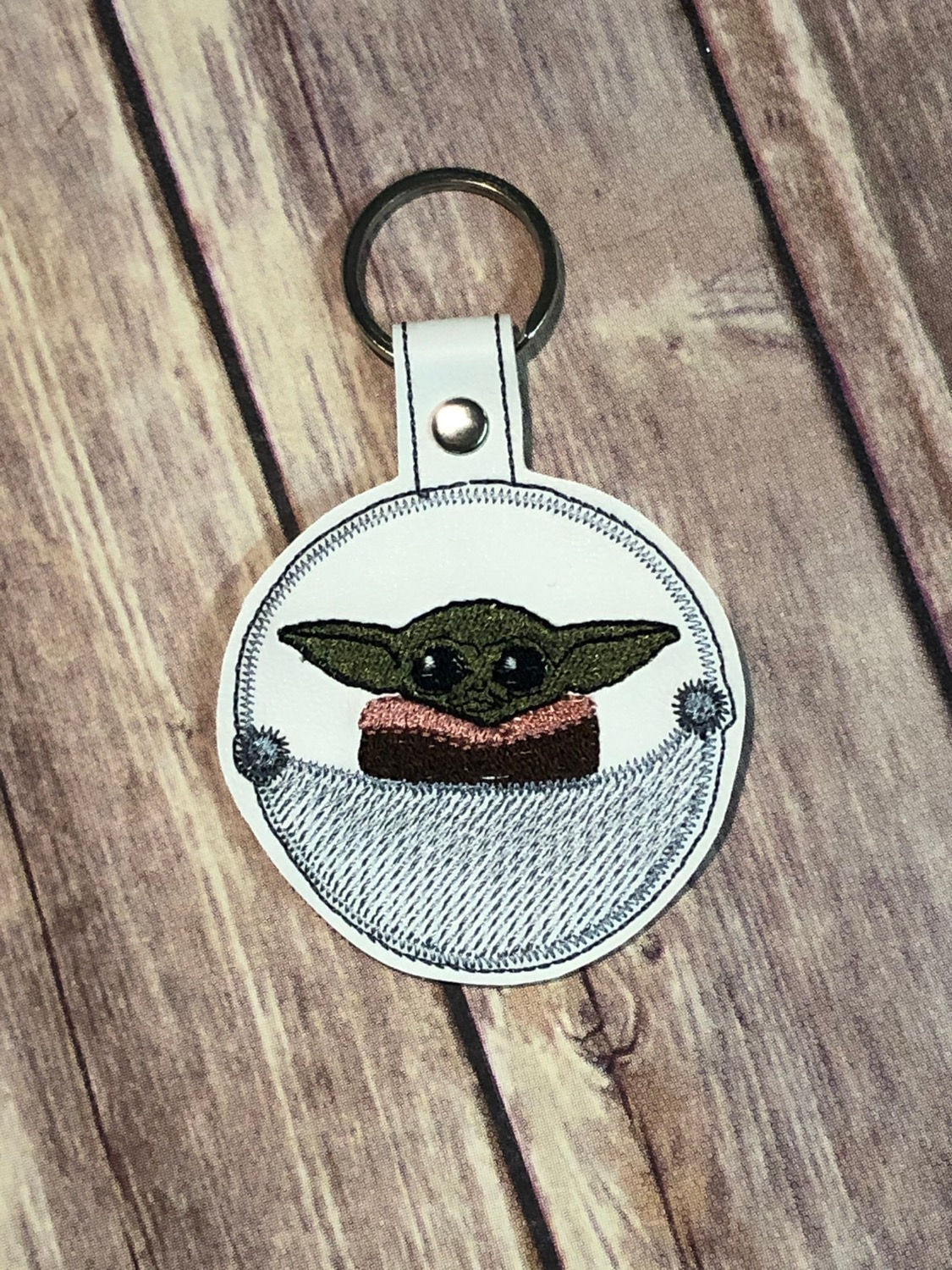 Baby Green Force Master  on white Embroidered Keychain
