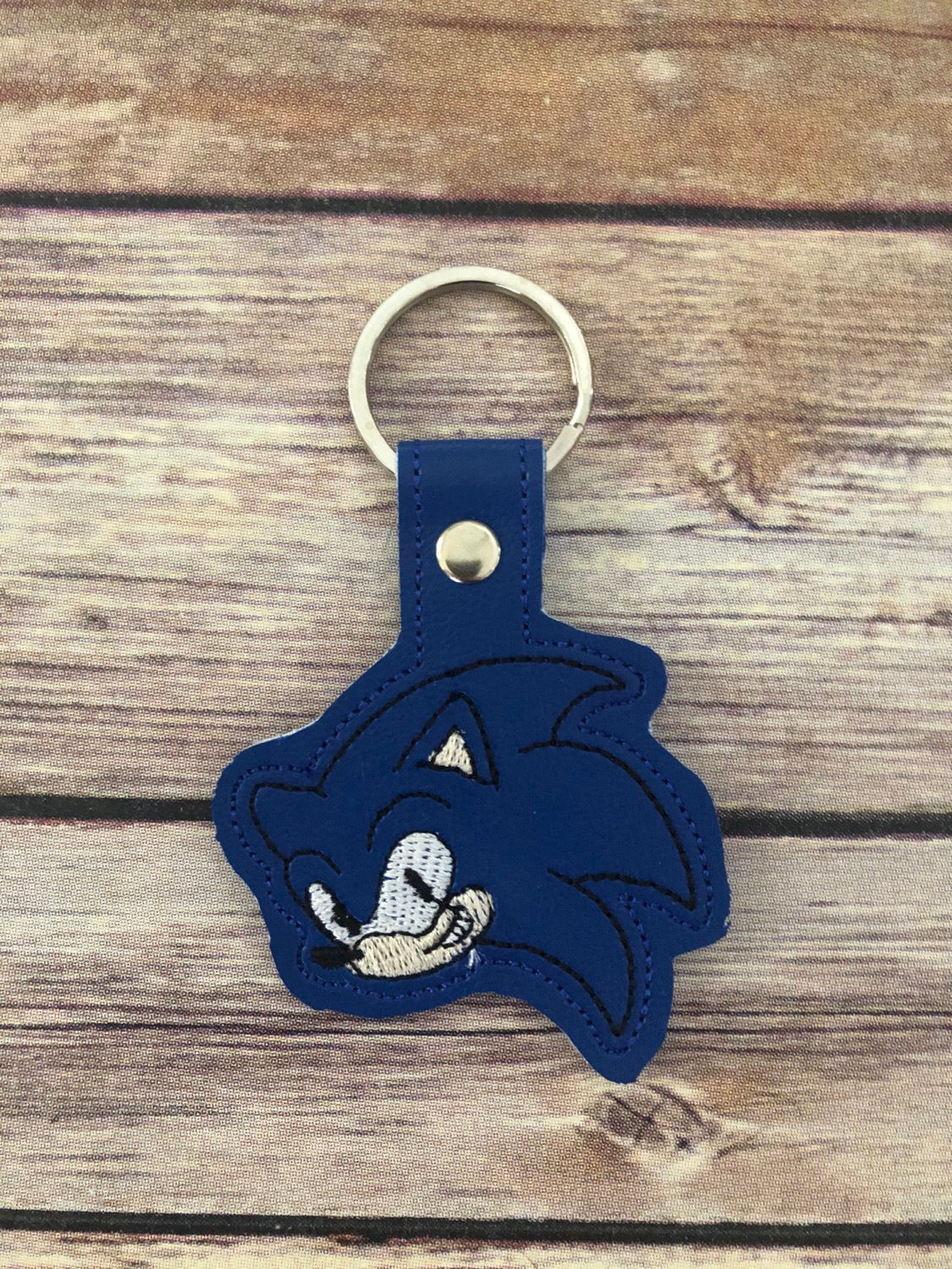 Sonic Head Embroidered Key Chain