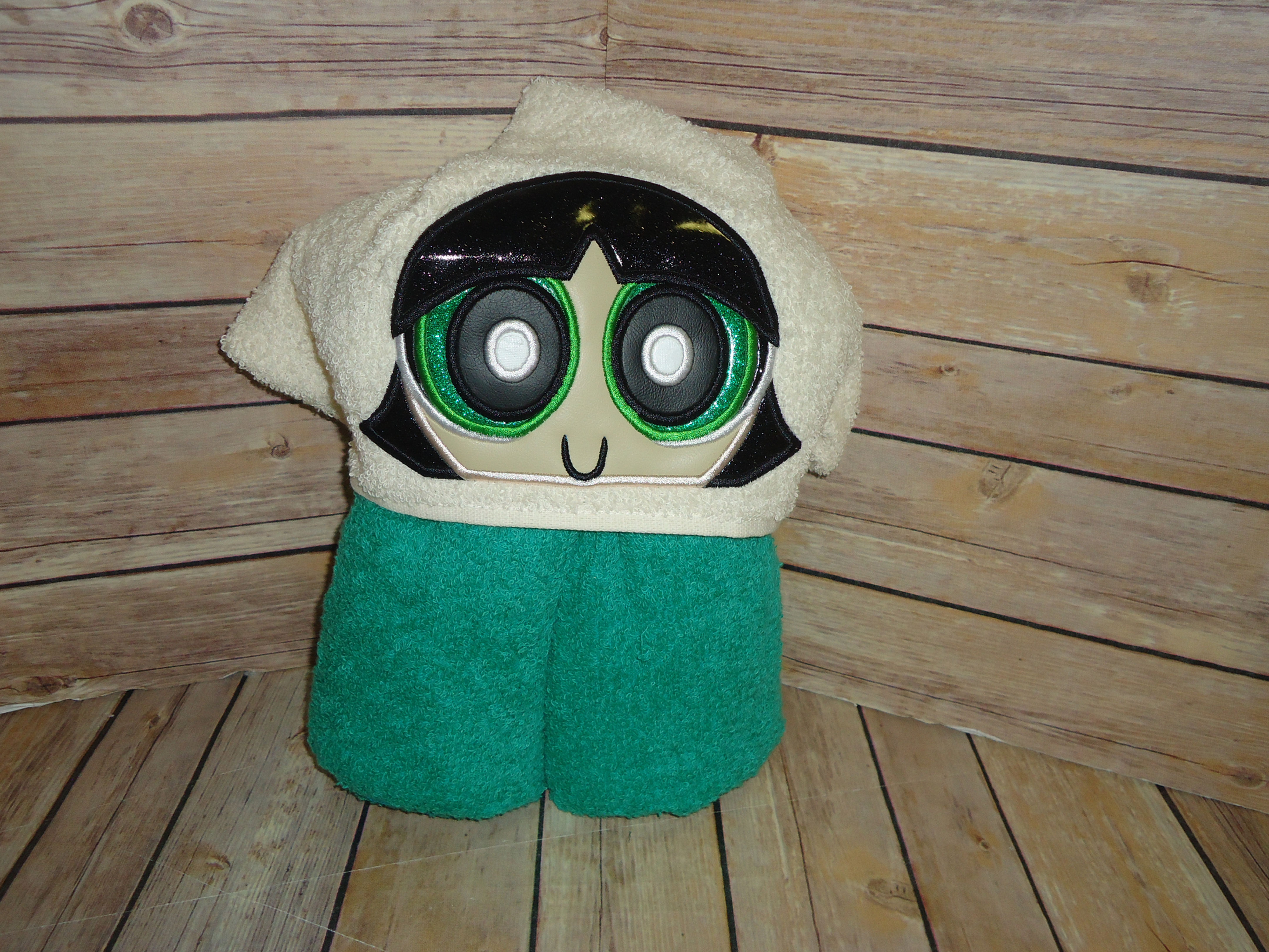 Green Power Girl Hooded Towel