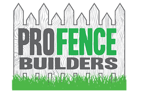 Pro Fence Builders logo. white fence background