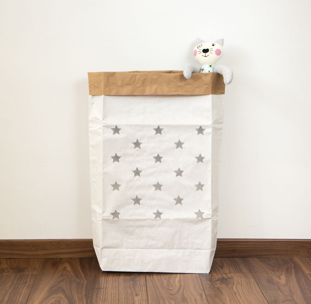 SACO PAPEL ESTRELLAS GRIS