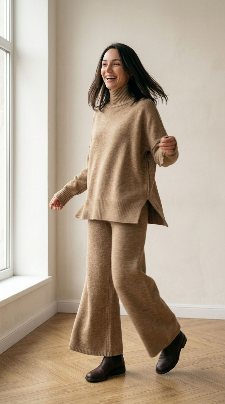Thumbnail: The Slow Morning Set – Turtleneck Sweater & Wide-Leg Pants