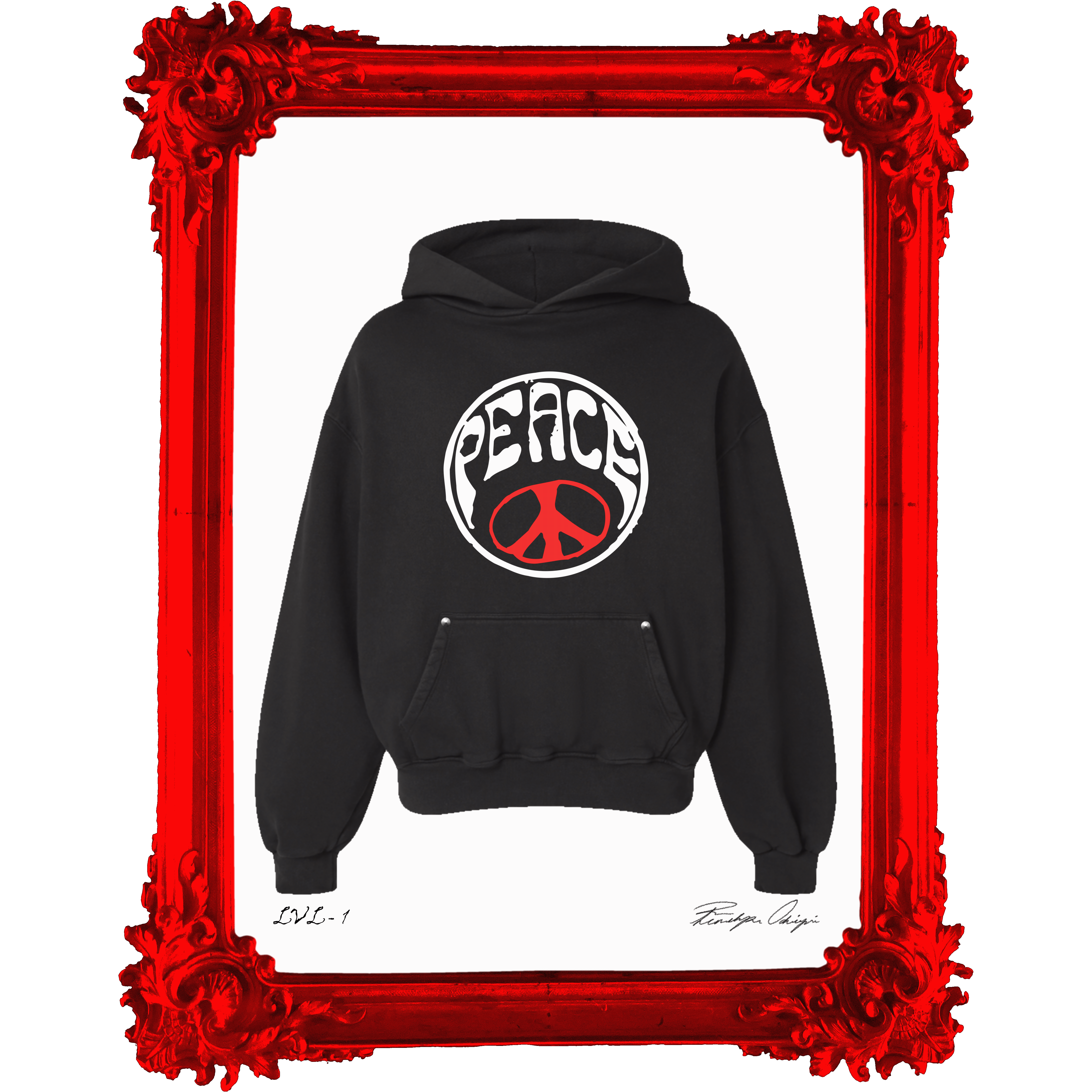 PEACE (BLACK HOODIE)