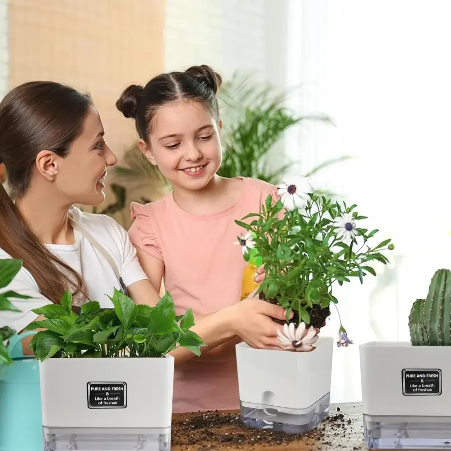 Thumbnail: Self-Watering Herb Planter Box, 2pcs — Windowsill Pots for Succulents