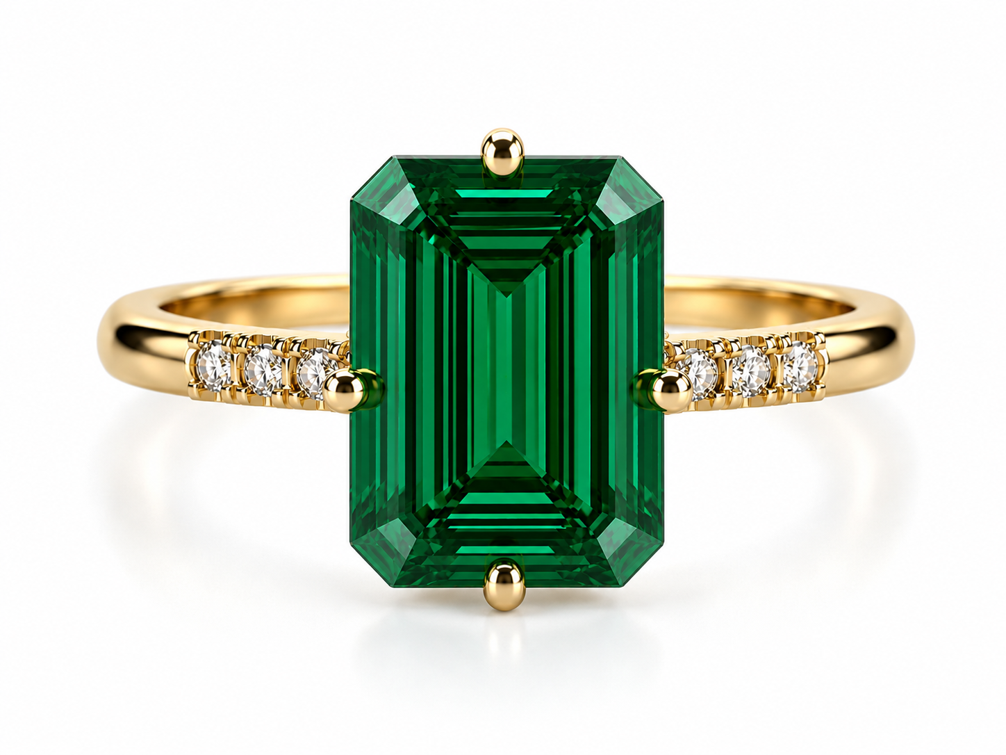 Anillo de compromiso Esmeralda Pave y Halo 1.5ct