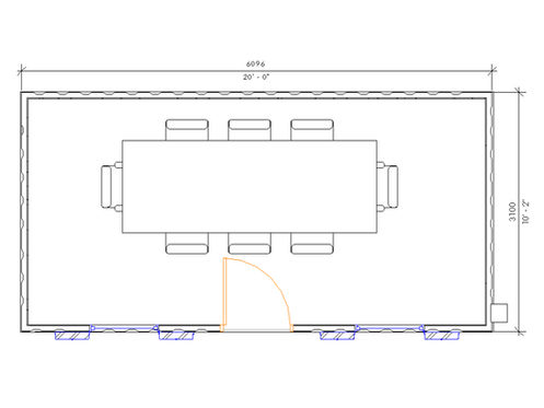 20ft x 10ft Side Wall Antivandal Meeting Room Cabin floor plan | for hire & sale