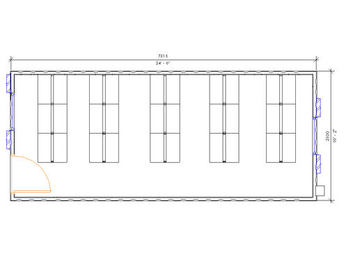 24ft x10ft Antivandal Drying Room Cabin floor plan