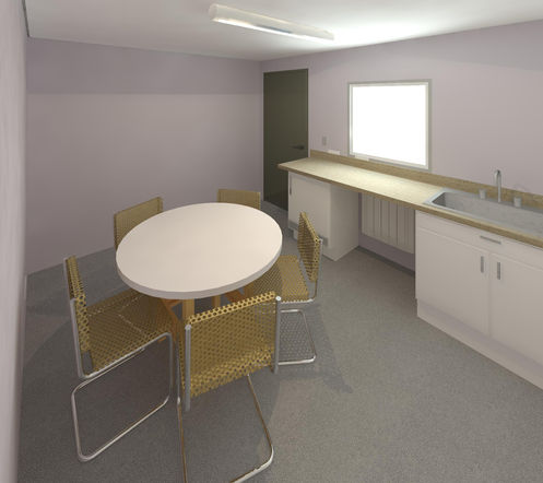24ft x10ft Split Use Antivandal Cabin interior canteen view
