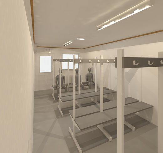 Gable wall 20ft x 10ft Jackleg Drying Room Cabin interior view