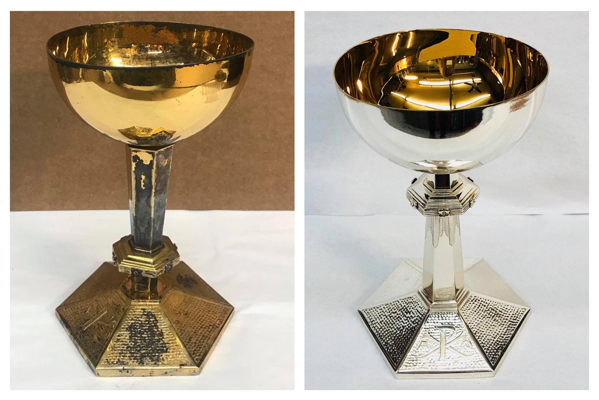 Before/after Sterling chalice