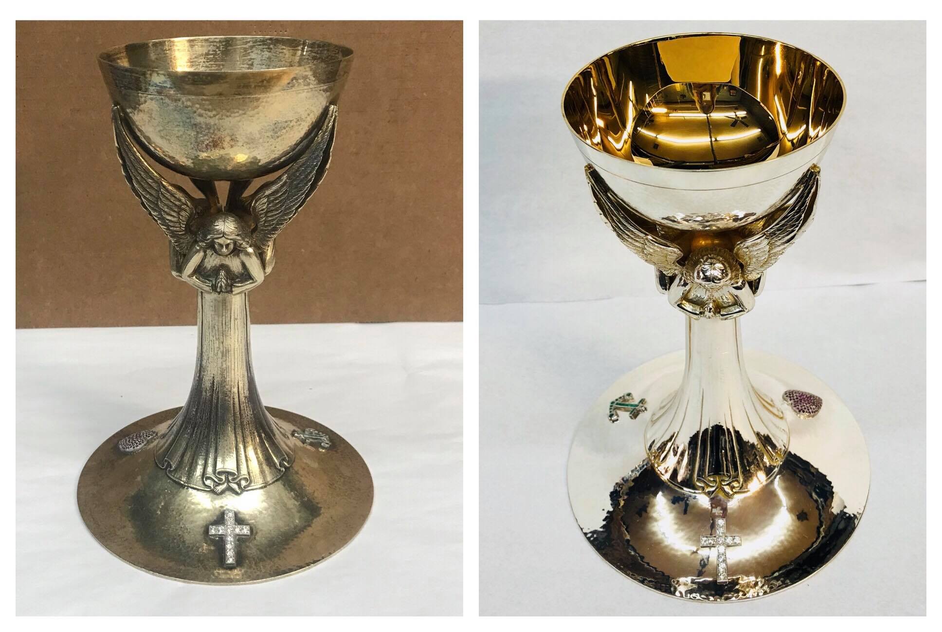 Before/after Sterling chalice