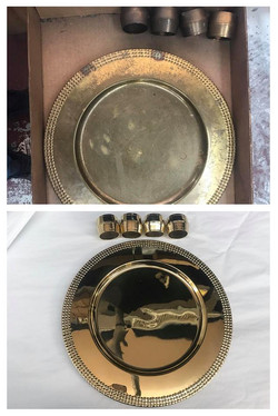 Before/after Brass charger plates