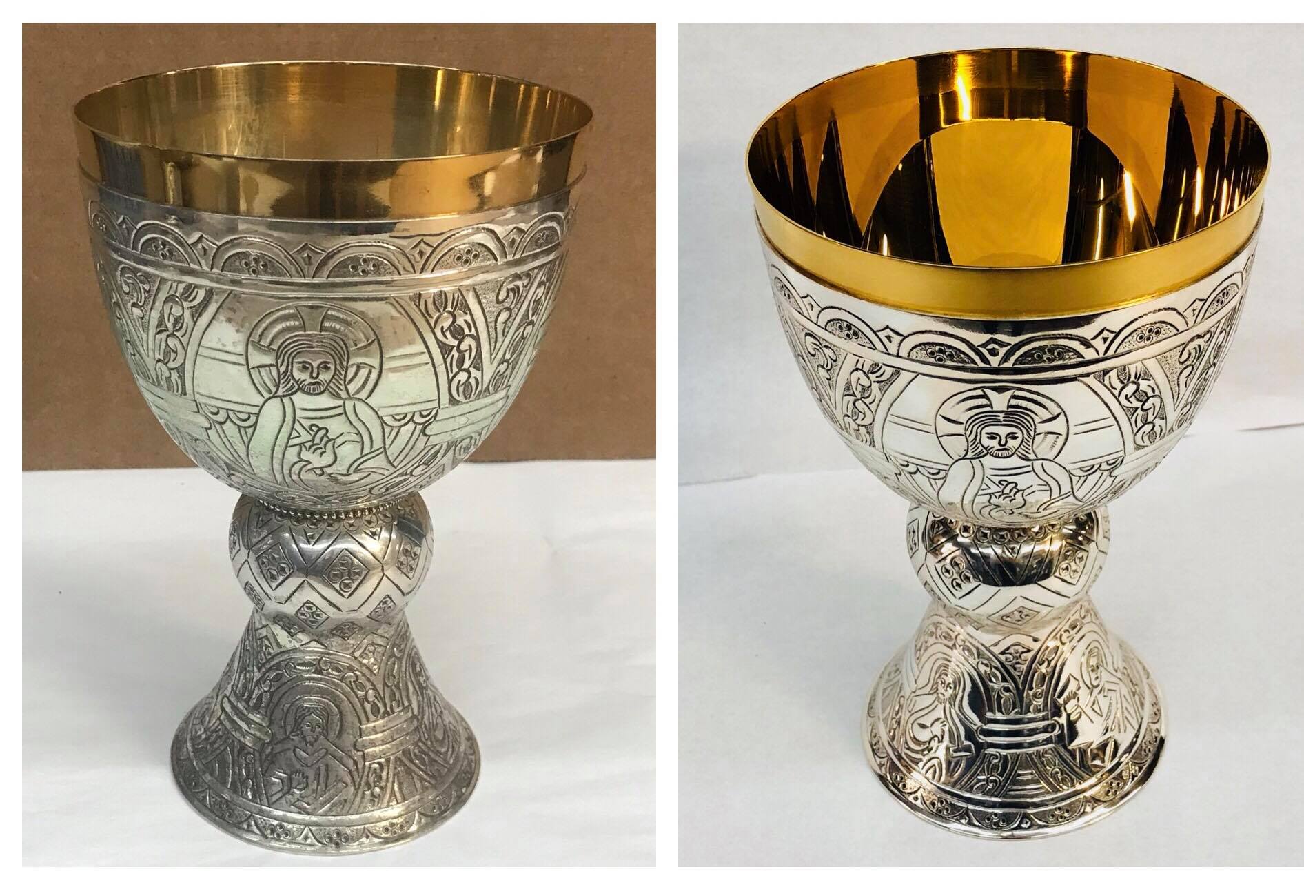 Before/after Sterling chalice