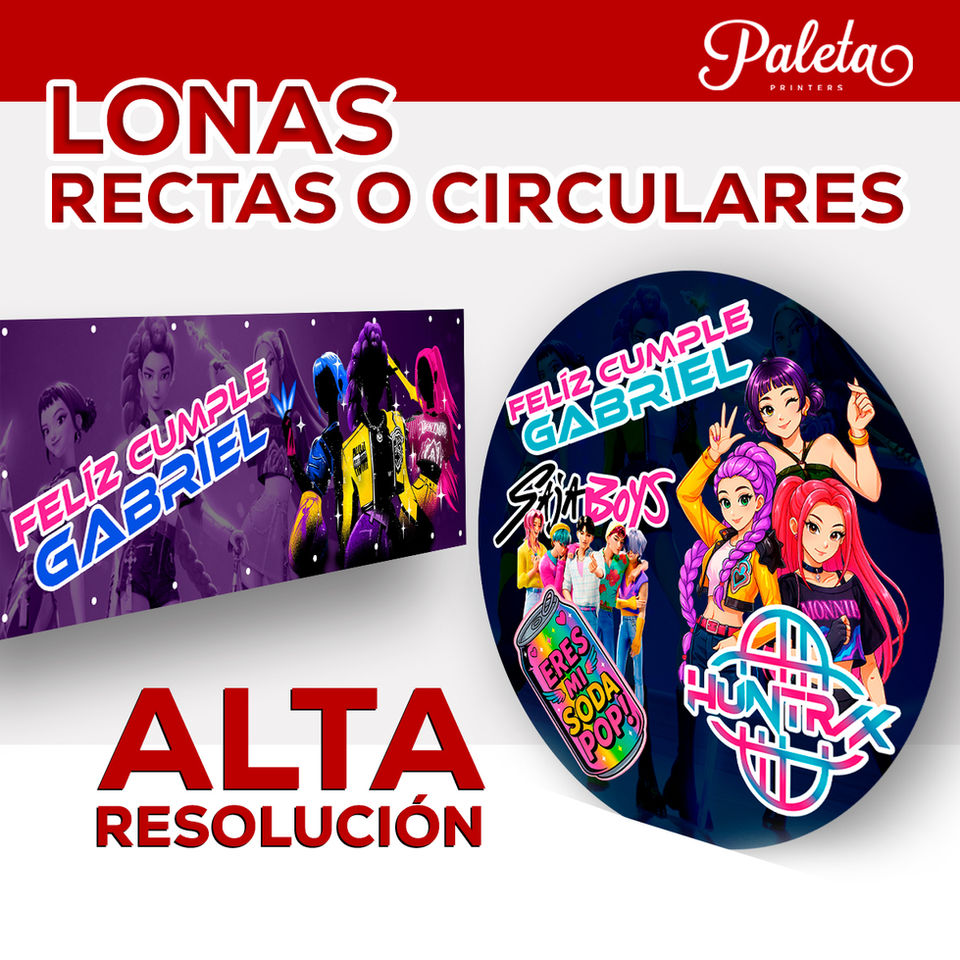 Impresión de lonas en alta definición circulares o rectas, con acabados premium para fiestas