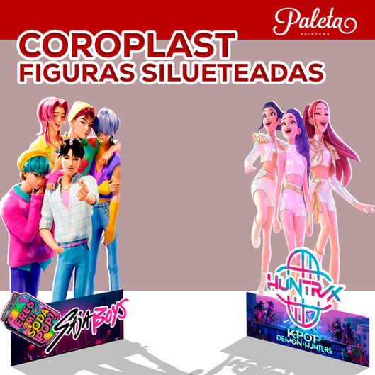 Figuras de Coroplast, ese toque 3D que todos amanan, impresión en Vinil de alta definición montados en coroplast y cortados en silueta.