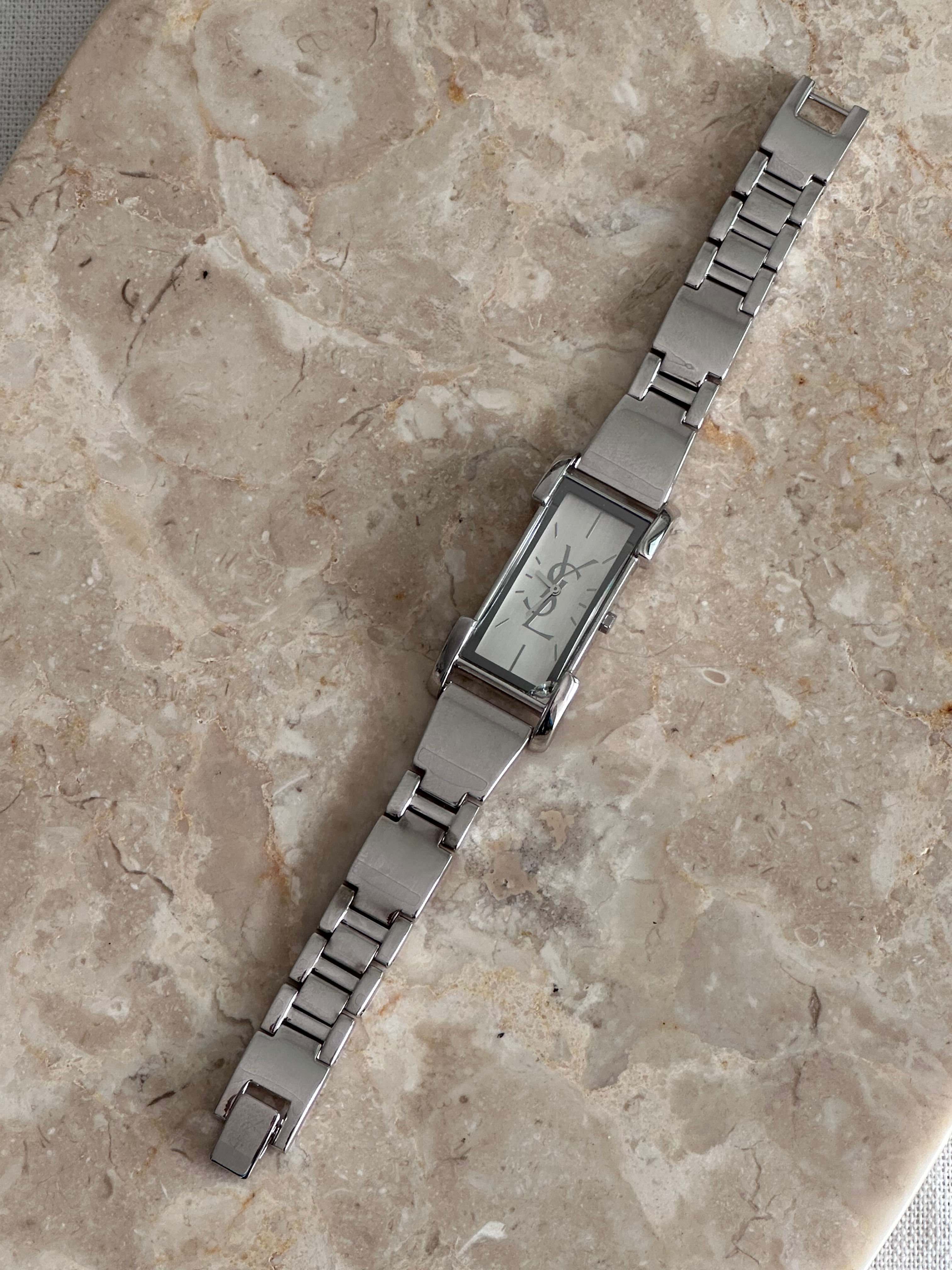YSL Quartz Vintage Watch Silver Bangle Stainless