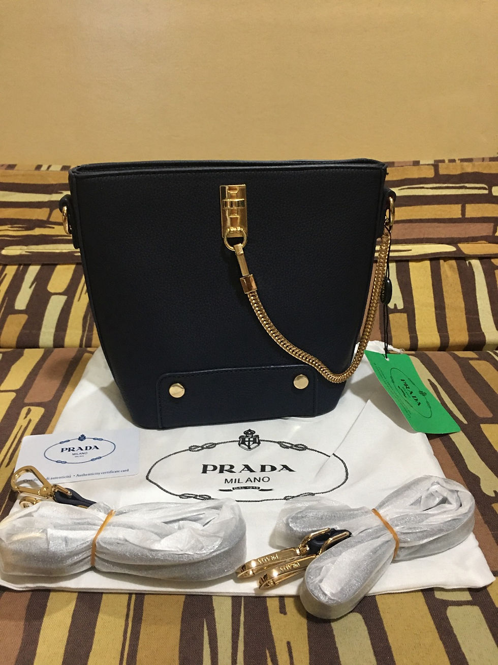 Thumbnail: Prada Sling Bag leather navy blue
