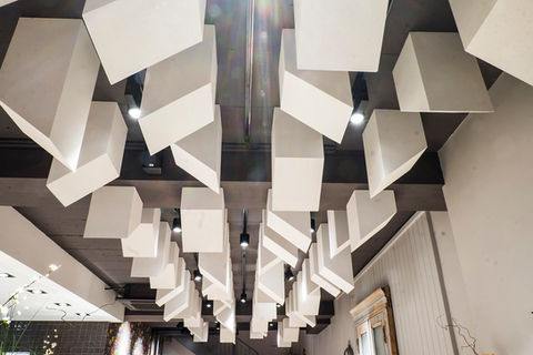 Detailaufnahme Schallabsorber aus Basotect, design made by brust+partner