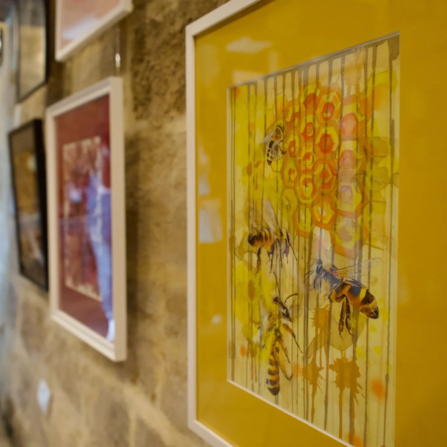 Closeup of the original artwork in a collective exhibition in Mosta
