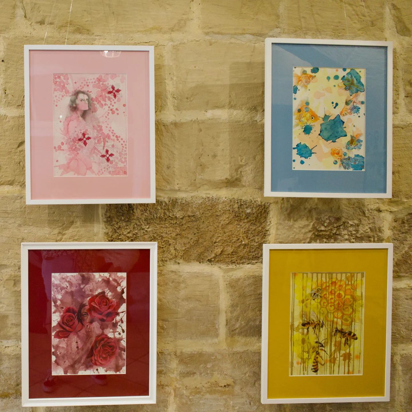 Colourful artwork for sale in a building of character in Mosta