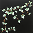 mint leaves. minimal, soft. vines weaving along black background feeling of peace. serenit