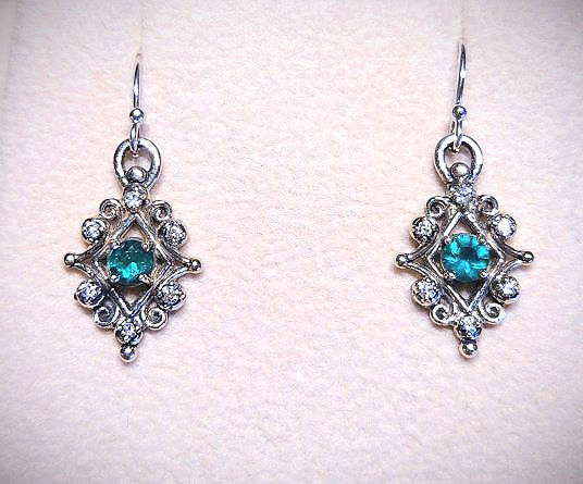 Emerald and Diamond "The Alicia" vintage design earrings