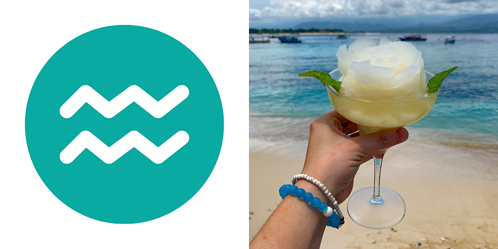 Delicious Tir Na Nog Dream cocktail. White frozen cocktail on the beach