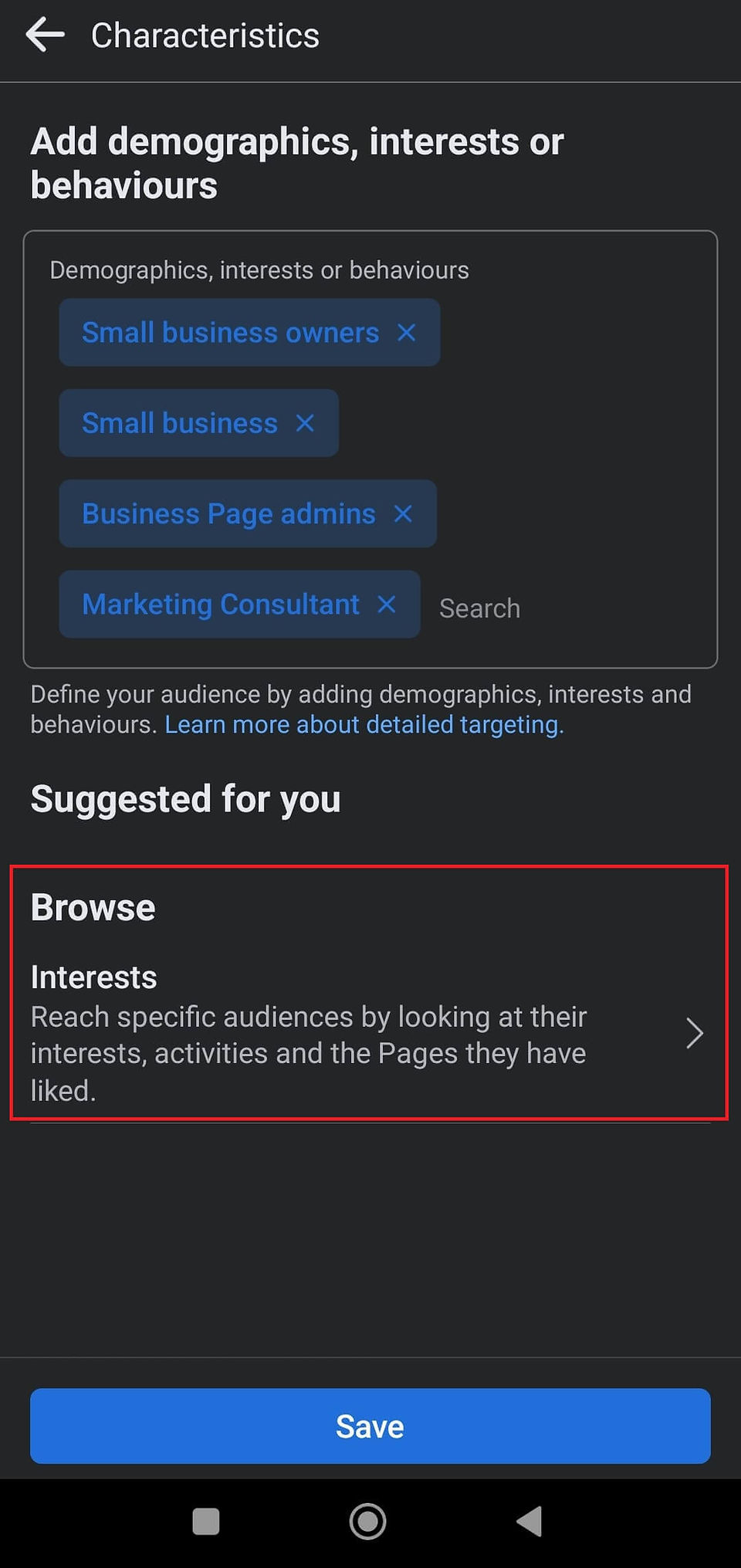 facebook business page screen shot