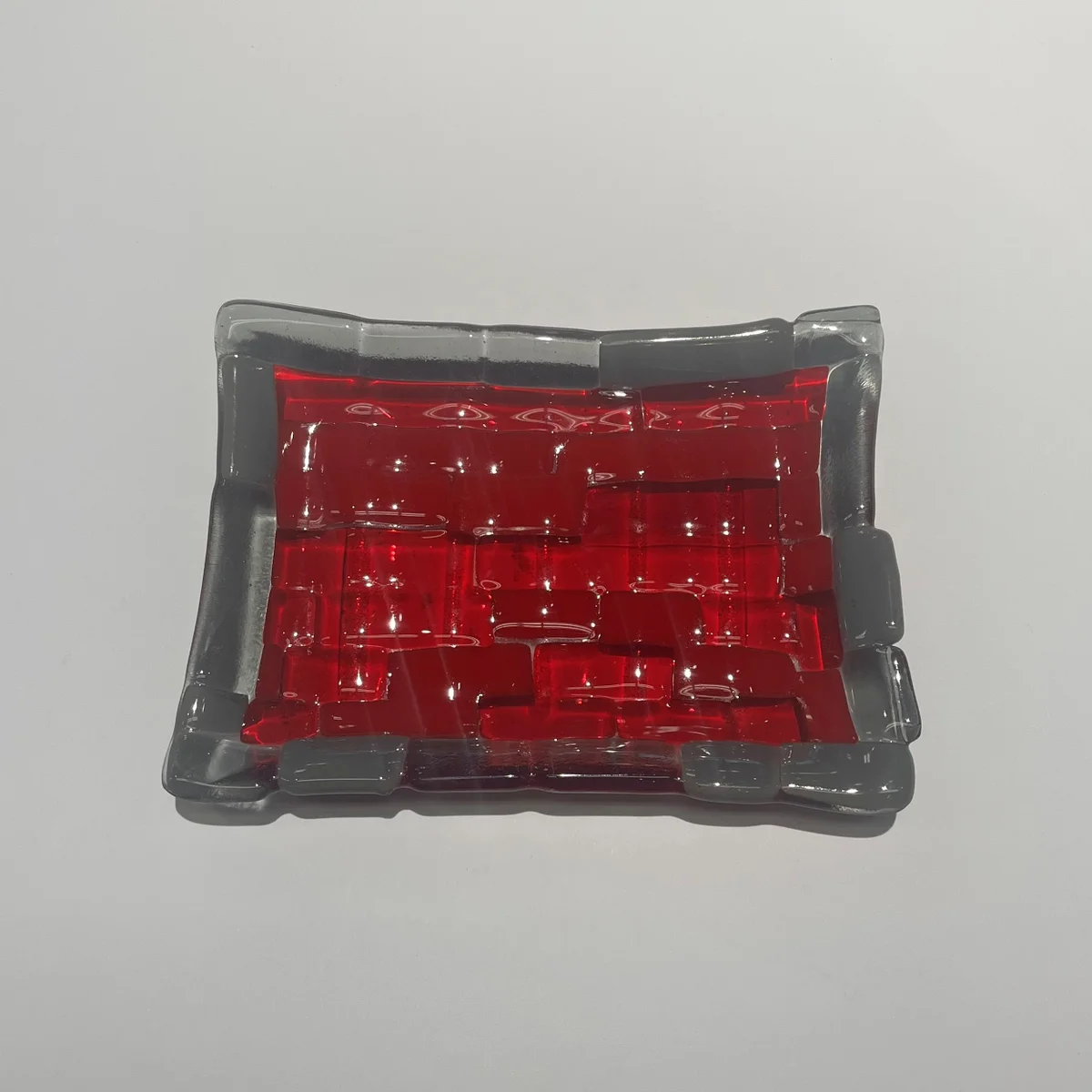 Red and Gray Glass Dish