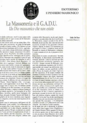 Capa da revista do Grande Oriente d’Itália e primeira página do artigo citado