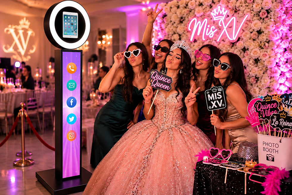 Quinceañera Mobile DJ Service photo booth with girls.