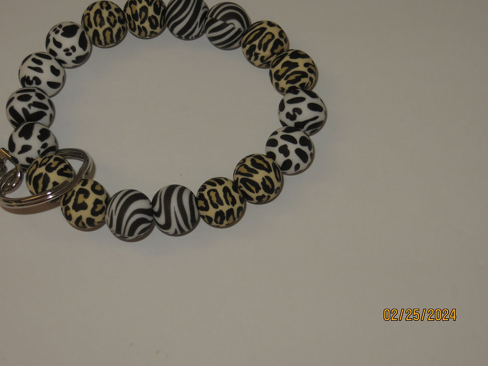 Thumbnail: Animal Print beaded Wristlet Keychain