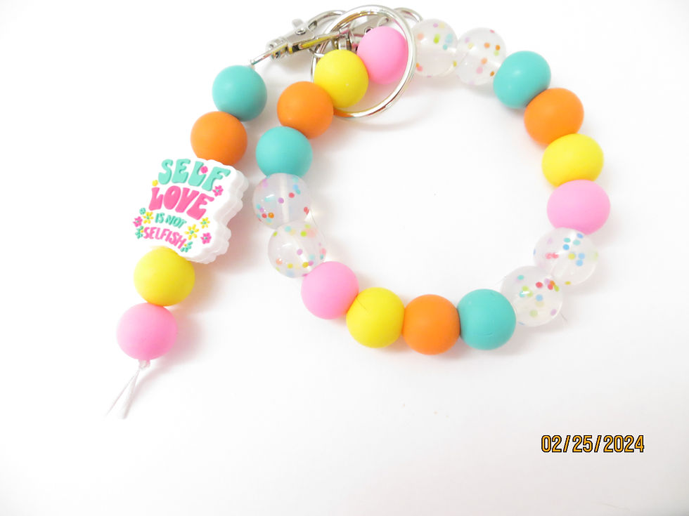 Thumbnail: Beaded wristlet keychain with matching add on key chain