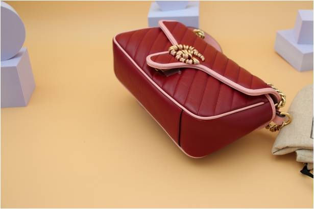 Thumbnail: GUCCI CHERRY RED SMALL  MARMONT FLAP CROSSBODY BAG