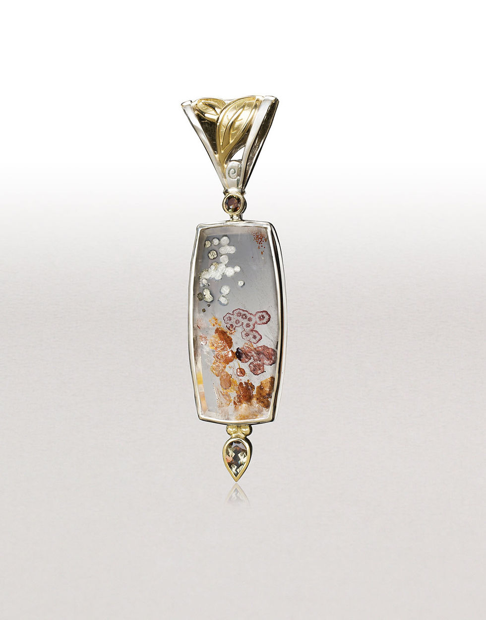 Large Double Leaf Rock Crystal Pendant