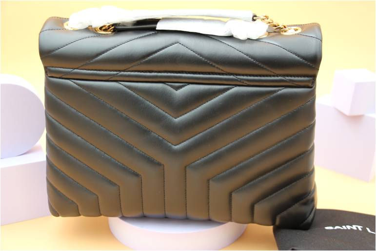 SAINT LAURENT BLACK MEDIUM LOULOU IN GOLD HARDWARE