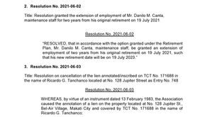 BAVA BOARD RESOLUTIONS FOR THE PERIOD COVERING 22 JUNE 2021 TO 31 MAY 2022