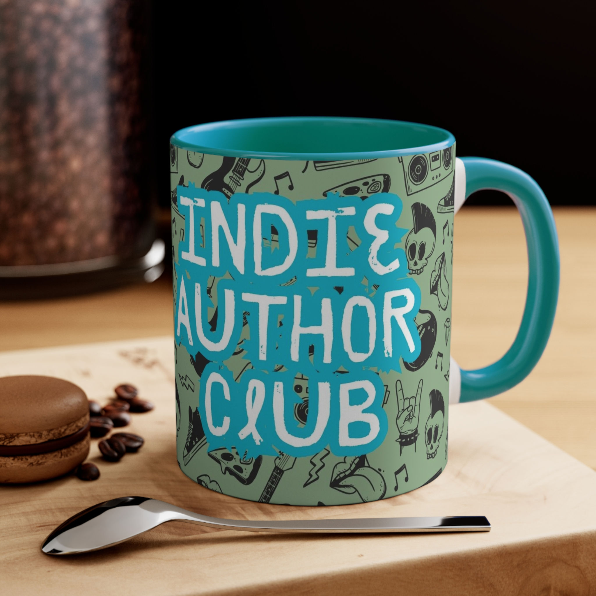Indie Author Club Mug: Cozy Roach Writer with Laptop
